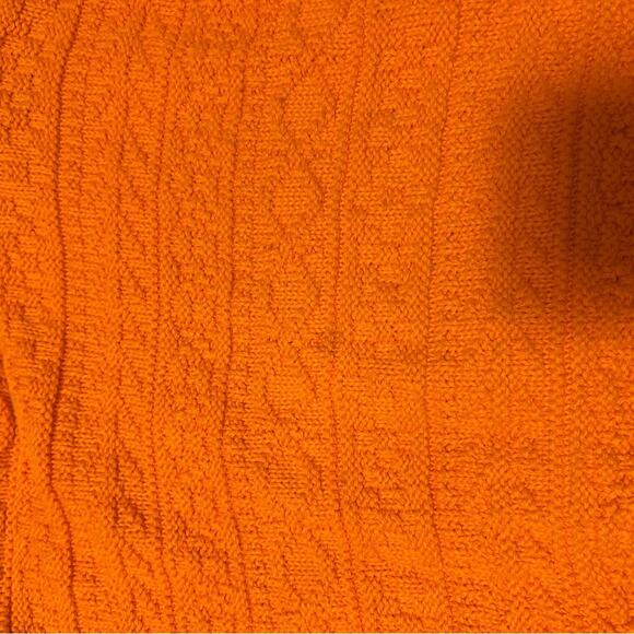 Vintage LizSport Cable Knit Sweater – Bright Orange – Size M – 100% Cotton - Picture 6 of 7